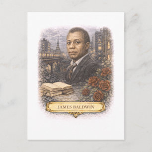 Cartão postal do escritor James Baldwin em estilo