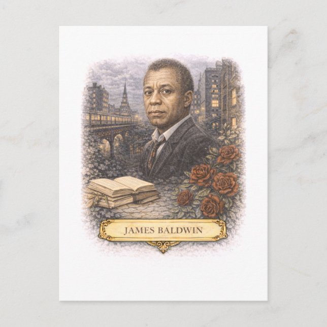 Cartão postal do escritor James Baldwin em estilo  (Frente)