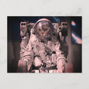 CARTÃO POSTAL DO ESPAÇO DO GATO ASTRONAUTA