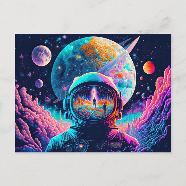 Cartão Postal Do espaço e além da ilustração (Frente)