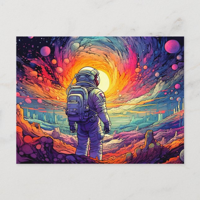 Cartão Postal Do espaço e além da ilustração (Frente)