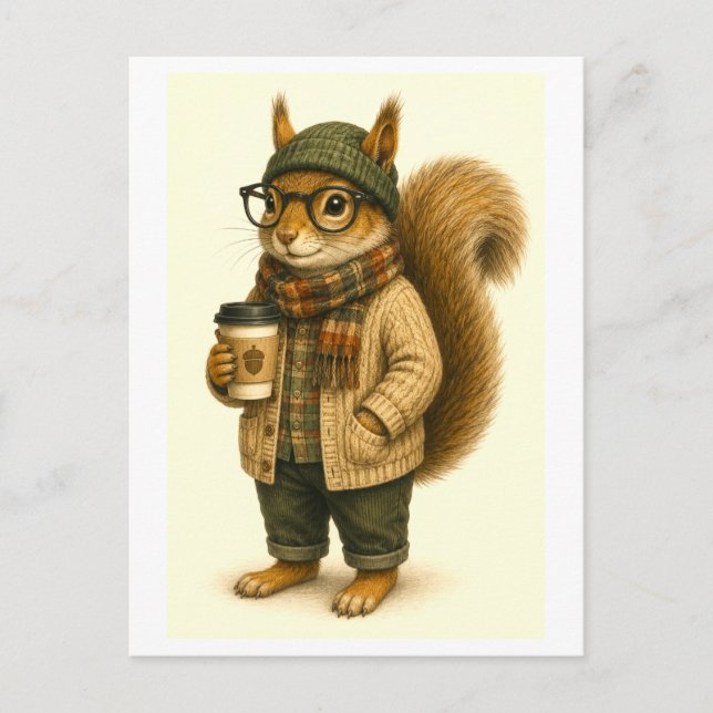 Cartão postal do esquilo hipster (Frente)