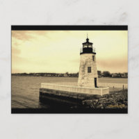 Cartão postal do Farol da Ilha das Cabras Newport,