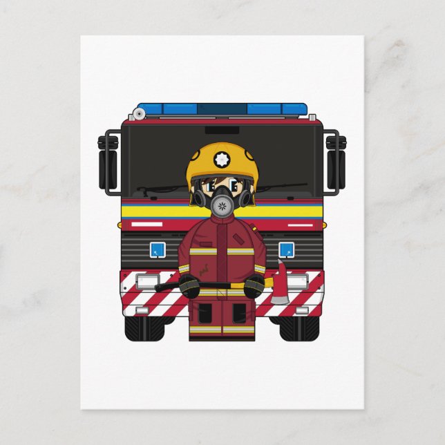 Cartão postal do Fireman e do Motor de Fogo (Frente)