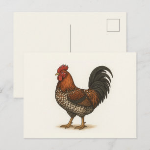 Cartão Postal do Galo Vintage   Arte de Galinha de