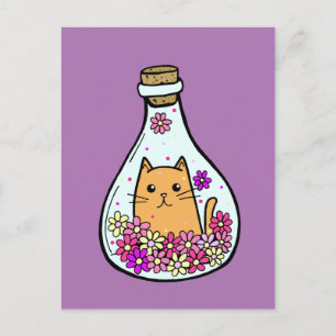 Cartão Postal do Gato da Garrafa Mágica
