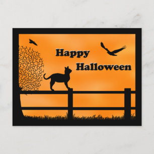Cartão Postal do Gato Feliz de Halloween