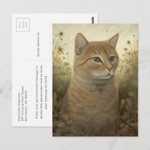 Cartão Postal do Gato Gengibre Caprichoso em uma C