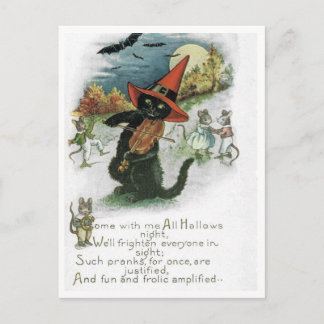 Cartão postal do gato preto do Halloween Kitten Ra