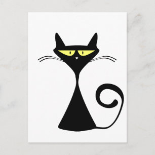 Cartão postal do gato preto místico de Halloween