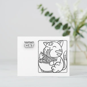 Cartão Postal do Gato Ramen * Página para Colorir