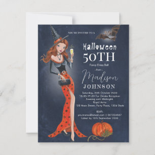 Cartão-postal do Halloween 50º Convite de aniversá