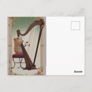 Cartão Postal do Hamster Harpista – Arte Clássica