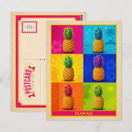 Cartão Postal do Havaí Abacaxi Arte Pop Vintage