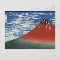 Cartão postal do Hokusai South Wind Clear Sky Red