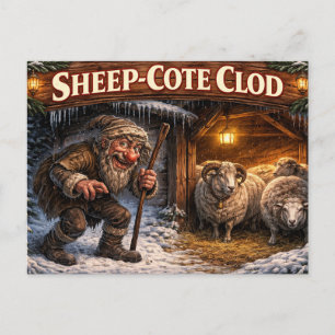 Cartão postal do Icelandic Yule Lad Sheep Cote Clo