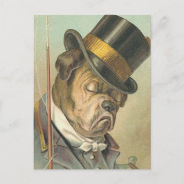 Cartão Postal Do "ilustração do vintage do cão sono"