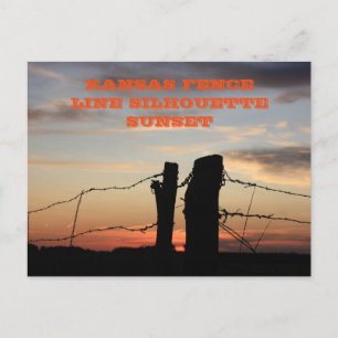 Cartão postal do Kansas Fence Line Silhouette Sun