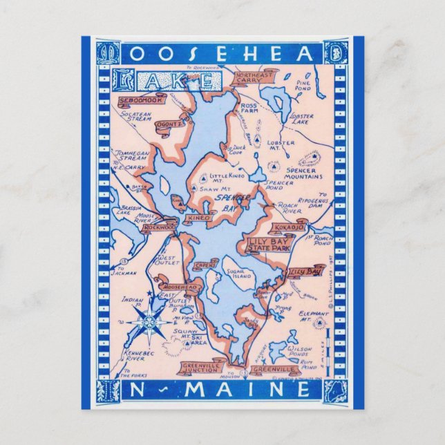Cartão postal do Lago Moosehead Maine (Frente)