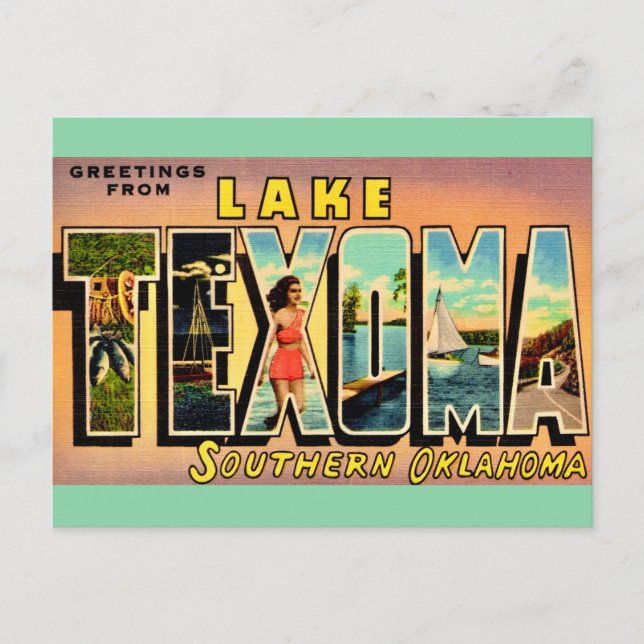 Cartão postal do Lago Texoma Oklahoma (Frente)