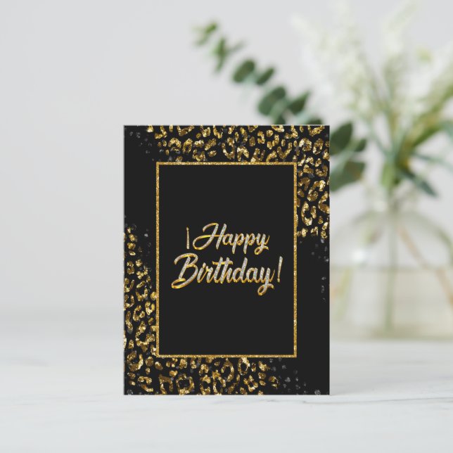 Cartão postal do leopardo Jóia Ouro Preto (Em pé/Frente)