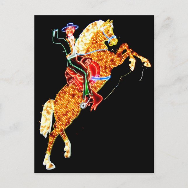 Cartão postal do letreiro de neon do cowboy de Las (Frente)