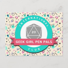 cartão postal do logotipo da Geek Girl Pen Pals