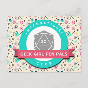 cartão postal do logotipo da Geek Girl Pen Pals
