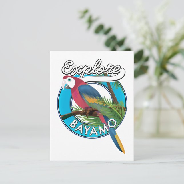 Cartão postal do logotipo retrô Explore Hawaii (Em pé/Frente)
