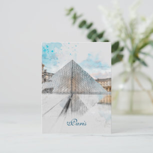 Cartão postal do Louvre Paris - Viagem de Vintage