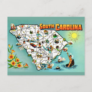 Cartão postal do mapa antigo da Carolina do Sul