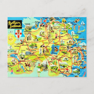 Cartão postal do mapa antigo da Irlanda do Norte