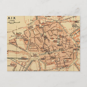 Cartão postal do mapa antigo de Aix França