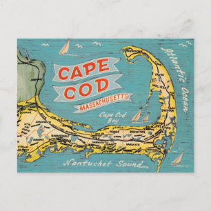 Cartão postal do mapa antigo de Cape Cod