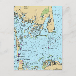 Cartão postal do mapa antigo de Charlotte Harbor F