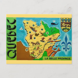 Cartão postal do mapa antigo de Quebec