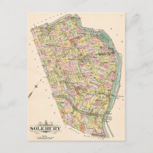 Cartão postal do mapa antigo de Solebury PA