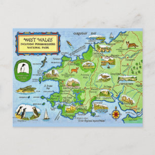 Cartão postal do mapa antigo do oeste do País de G