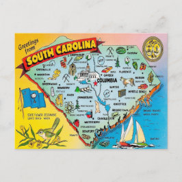 Cartão postal do mapa colorido vintage da Carolina