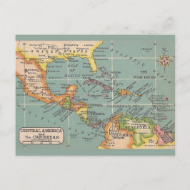 Cartão postal do mapa da América Central e do Cari
