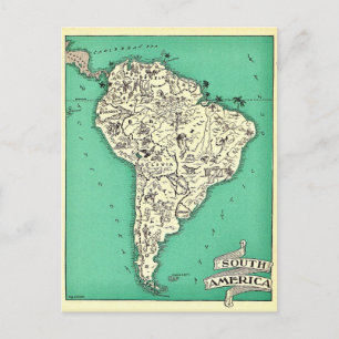Cartão postal do mapa da América do Sul