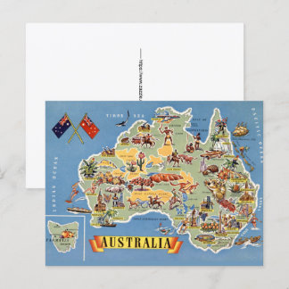 Cartão postal do mapa da Austrália