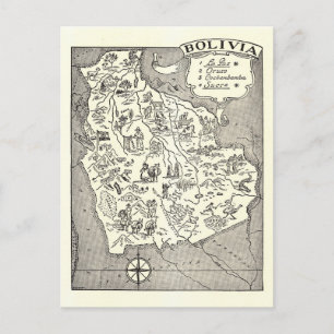 Cartão postal do mapa da Bolívia