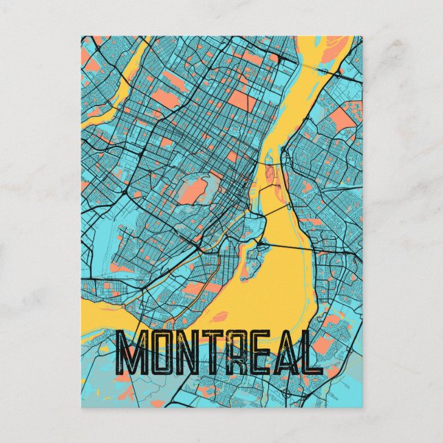 Cartão postal do mapa da cidade canadense de Montr (Frente)