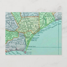 Cartão postal do mapa da costa da Geórgia vintage
