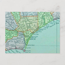 Cartão postal do mapa da costa da Geórgia vintage