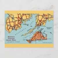 Cartão postal do mapa da costa de Martha's Vineyar