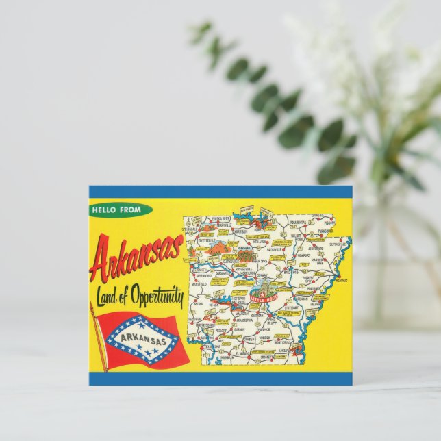 Cartão postal do mapa da estrada vintage do Arkans (Em pé/Frente)