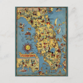 Cartão postal do mapa da Flórida antiga