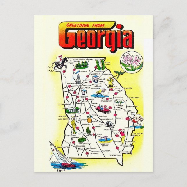 Cartão postal do mapa da Geórgia (Frente)